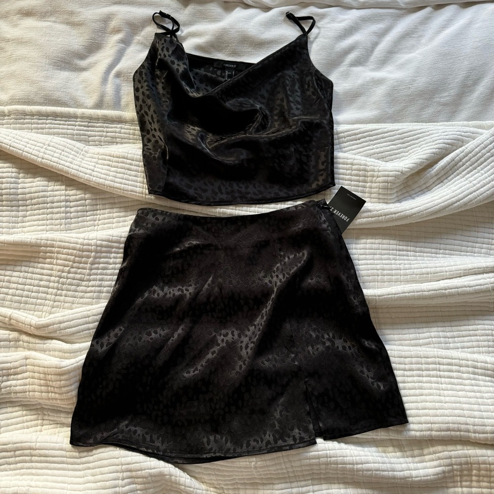 NWT leopard print skirt set